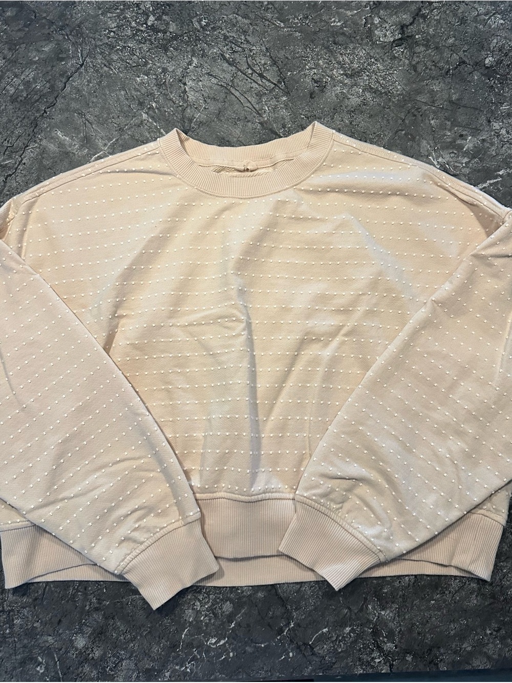 aerie Cream Crewneck Sweater with Subtle Dot Texture